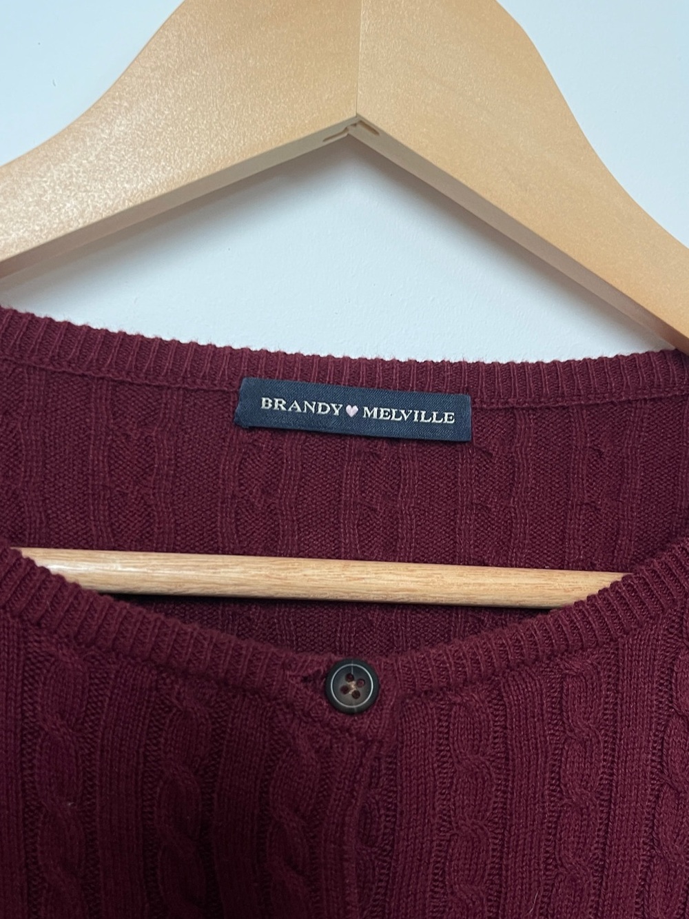 Brandy Melville Burgundy Cable Knit Button-Up Cardigan - Picture 2 of 2